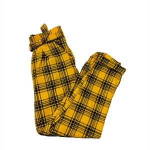 Yellow plaid pants.